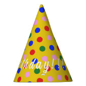 Partij Pet_yellow met kleurrijke stippen, bewerkba Feesthoedjes (Rechts)
