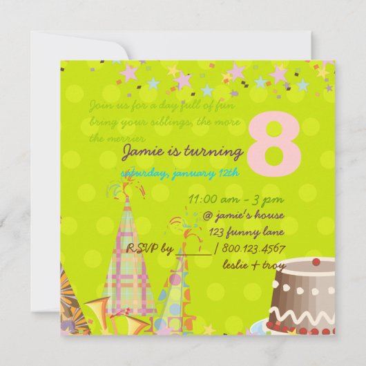 Partij petten, Kinderfeest Kaart (Achterkant)