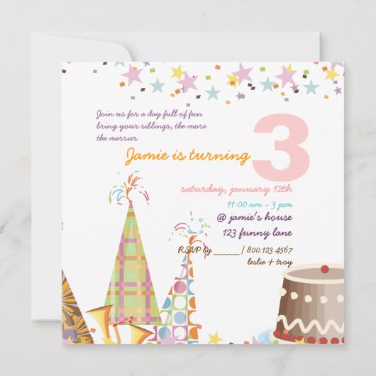 Partij petten, Kinderfeest Kaart (Achterkant)