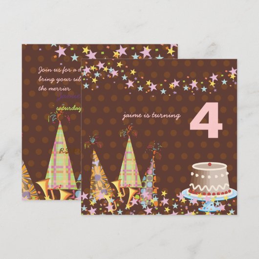 Partij petten, Kinderfeest Kaart (Voorkant / Achterkant)