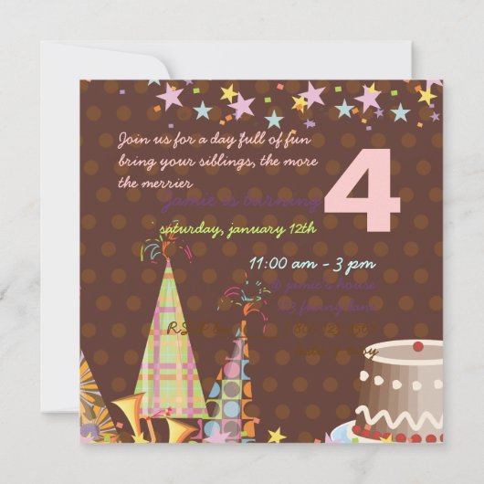 Partij petten, Kinderfeest Kaart (Achterkant)