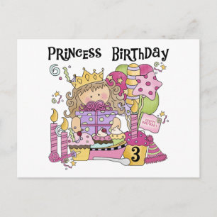 Partij prinses 3rd Birthday-overhemden en cadeautj Briefkaart