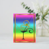 PARTIJ RAINBOW MARGARITA GOLD LIJST GLASS BRIEFKAA BRIEFKAART (Staand voorkant)