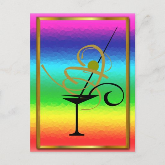 PARTIJ RAINBOW MARGARITA GOLD LIJST GLASS BRIEFKAA BRIEFKAART (Voorkant)