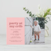 Partij roos bij Mijn Wieg 1e verjaardag Kaart (Staand voorkant)