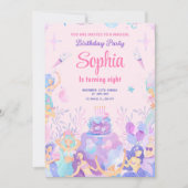 Partij roze uitnodiging voor het spelen van een ze (Voorkant)