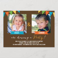 Partij samen - Birthday-uitnodigingen - bruin