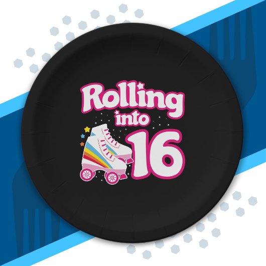Partij schaats - 16e verjaardag - Schatting van ro Papieren Bordje