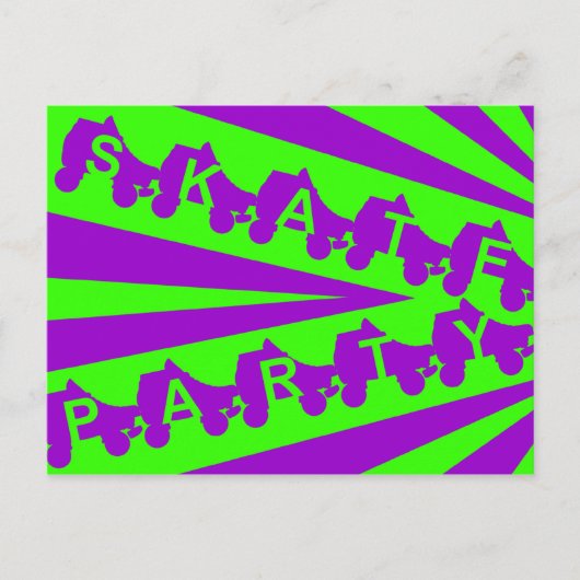 Partij schaats : 80s retro uitnodiging briefkaart (Voorkant)