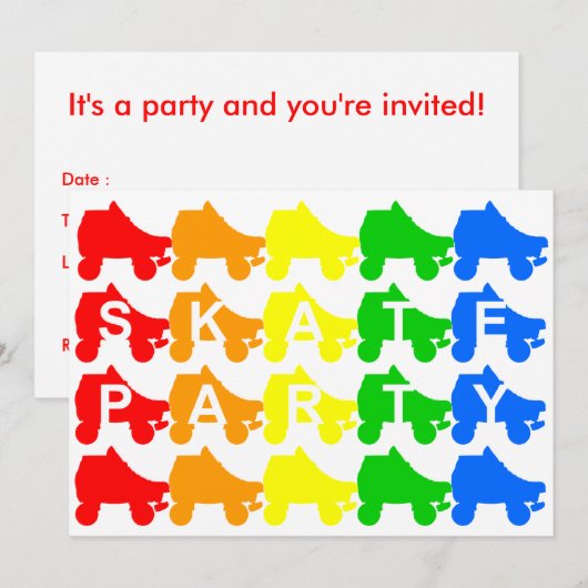 Partij schaats : regenboogquads kaart (Voorkant / Achterkant)