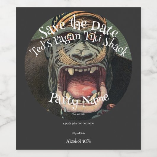 Partij sparen de Datum Tiki Bar Hut Shack Wijn Etiket (Enkel label)