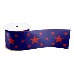 Partij Stars Red op blauw Satijnen Lint