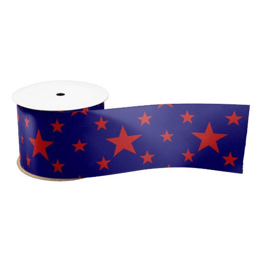 Partij Stars Red op blauw Satijnen Lint (Spoel)
