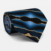 Partij Stropdas Agate Navy Blue Gold Marble (Opgerold)