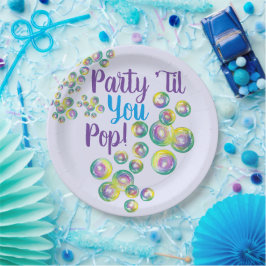 Partij Til je Pop bladerbubbels Iridescent Papieren Bordje