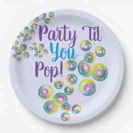 Partij Til je Pop bladerbubbels Iridescent Papieren Bordje