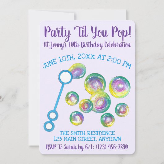 Partij Til je Pop Bubble Wand Birthday Bubbles Kaart (Voorkant)