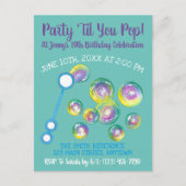 Partij Til je Pop Bubble Wand Birthday Bubbles Uitnodiging Briefkaart (Voorkant)