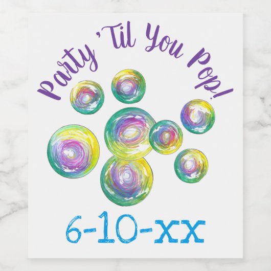 Partij Til je Pop Bubble Wand Birthday Bubbles Wijn Etiket (Enkel label)