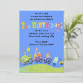 Partij trein 2e verjaardag Happy Party Kaart (Staand voorkant)