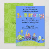 Partij trein 2e verjaardag Happy Party Kaart (Voorkant / Achterkant)