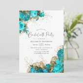  partij Turquoise en Gold Bachelorette Kaart (Staand voorkant)