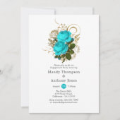  partij Turquoise en Gold Shabby Engagement Party Kaart (Voorkant)