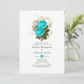 partij Turquoise en Gold Shabby Engagement Party Kaart (Staand voorkant)