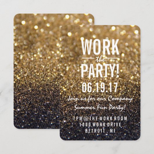 Partij uitnodigen | Gold Lit Nite Fab Kaart (Voorkant / Achterkant)