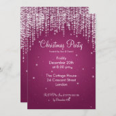 Partij Uitnodiging Elegant Falling Sparkle Berry (Voorkant / Achterkant)