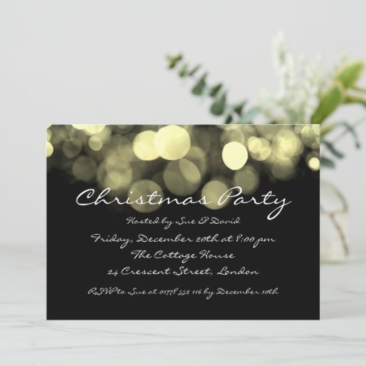 Partij Uitnodiging Elegant Gold Shimmering Lichten (Staand voorkant)