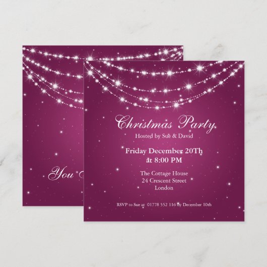 Partij Uitnodiging Elegant Mouskelende Keten Berry (Voorkant / Achterkant)