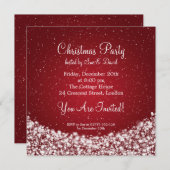 Partij Uitnodiging Elegant Night Sparkle Red (Voorkant / Achterkant)