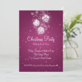 Partij Uitnodiging Elegant Sparging Baubles Roze (Staand voorkant)