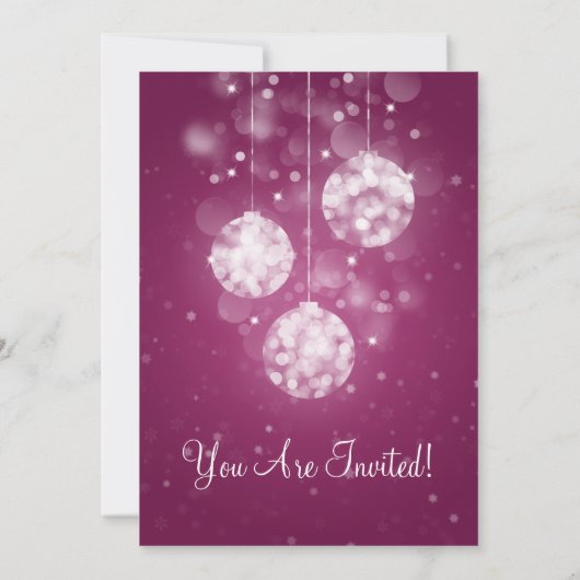 Partij Uitnodiging Elegant Sparging Baubles Roze (Achterkant)