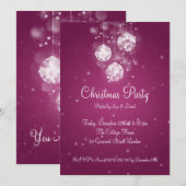 Partij Uitnodiging Elegant Sparging Baubles Roze (Voorkant / Achterkant)