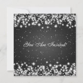 Partij Uitnodiging Elegant Sparkle Custom Black (Achterkant)