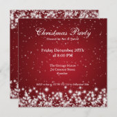 Partij Uitnodiging Elegant Sparkle Custom Red (Voorkant / Achterkant)