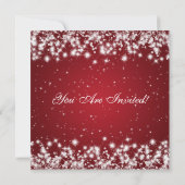 Partij Uitnodiging Elegant Sparkle Custom Red (Achterkant)