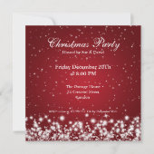 Partij Uitnodiging Elegant Sparkle Custom Red (Voorkant)