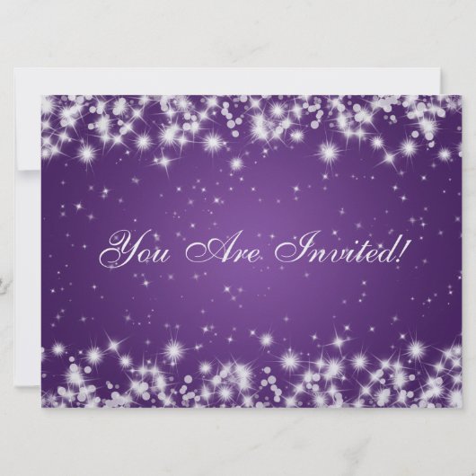 Partij Uitnodiging Paars wintersparkle (Achterkant)