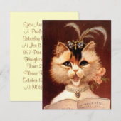 Partij Uitnodiging Victoriaans Parlor Cat te zinge (Voorkant / Achterkant)