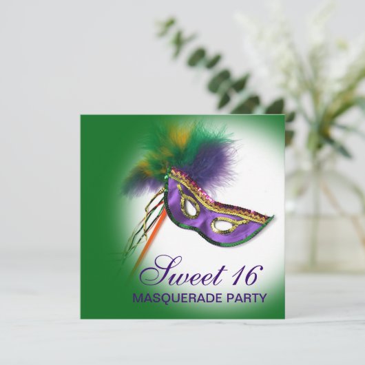 Partij van 16 Maskerade van het Masker van de veer Kaart (Staand voorkant)