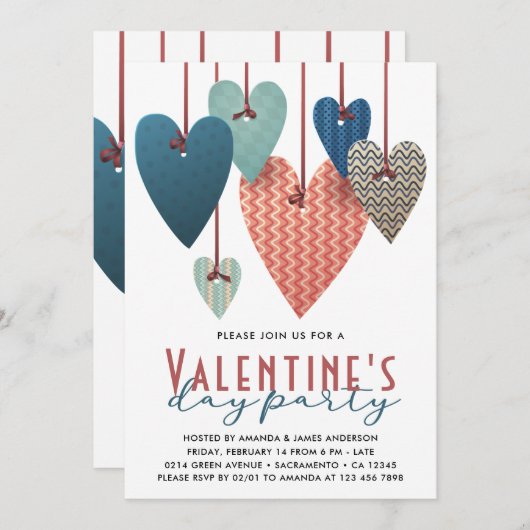 Partij van de Retro Valentijnsdag Kaart (Voorkant / Achterkant)