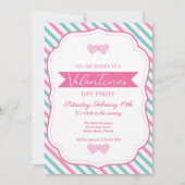 Partij van de valentijnse Partij Roze Blauwgroen g Kaart (Voorkant)