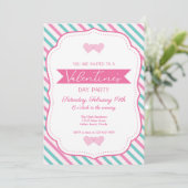 Partij van de valentijnse Partij Roze Blauwgroen g Kaart (Staand voorkant)