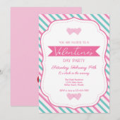 Partij van de valentijnse Partij Roze Blauwgroen g Kaart (Voorkant / Achterkant)