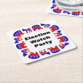 Partij van de verkiezingswaarneming kartonnen onderzetters (Schuin)