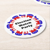 Partij van de verkiezingswaarneming ronde kartonnen onderzetter (Gebogen)