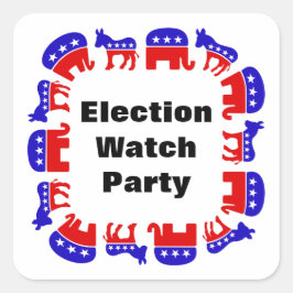 Partij van de verkiezingswaarneming vierkante sticker